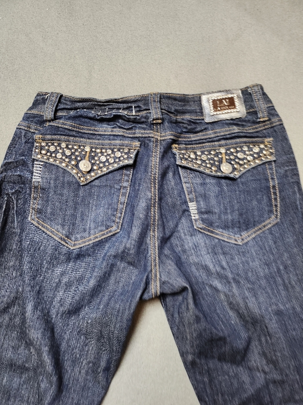 LA Idol Bootcut dark wash jeans Bling Y2K Sz 9 Rhinestones
